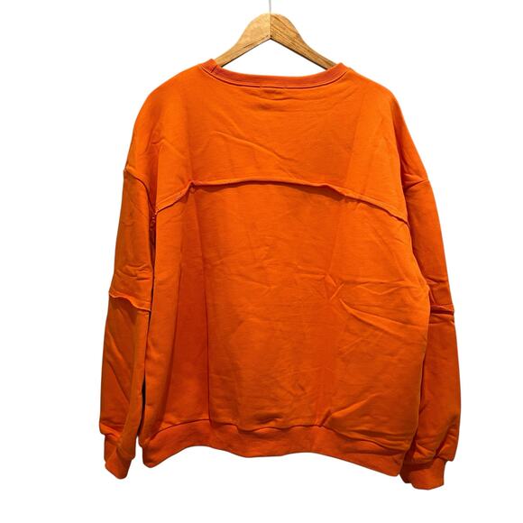 CES FEMME Raw Edge Fleece Sweatshirt Orange TX Sz L University Streetwear NEW - Picture 5 of 9